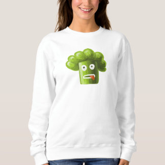 Funny Vegan Design - Cartoon Broccoli Green Sweatshirt
