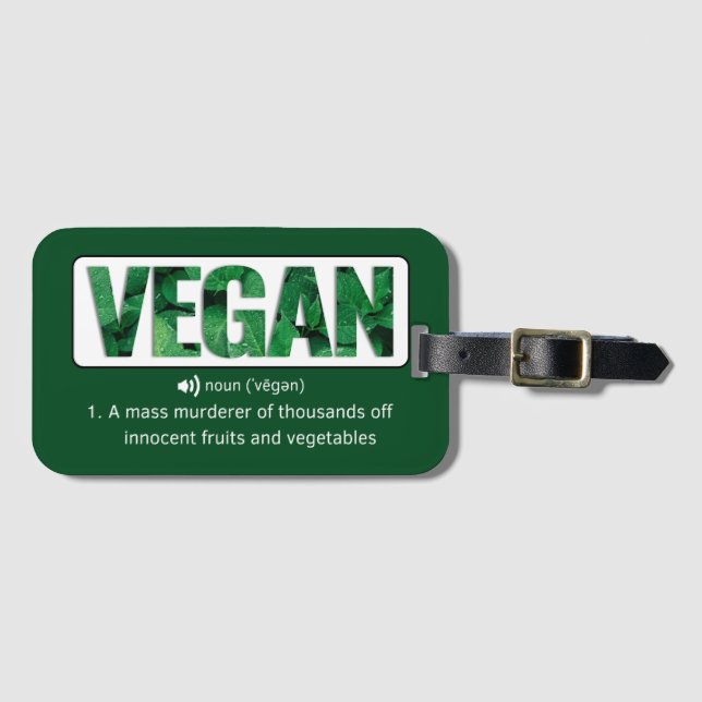 Funny Vegan Quotes Typography Luggage Tag (Front Horizontal)