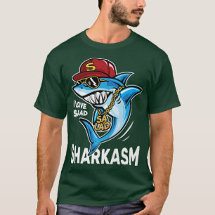 Funny Vegan Sarcastic Vegetarian Shark Cartoon Gra T-Shirt