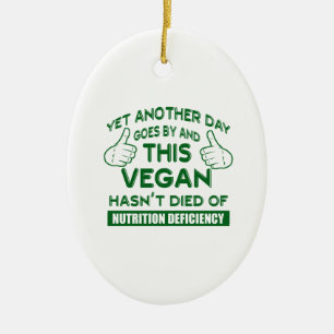 Funny Vegan T-shirt Ceramic Tree Decoration
