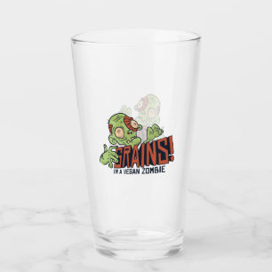 Funny Vegan Teen Graphics ZOMBIE WANT GRAINS Glass