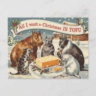 Funny Vegan Vegetarian Christmas  Postcard