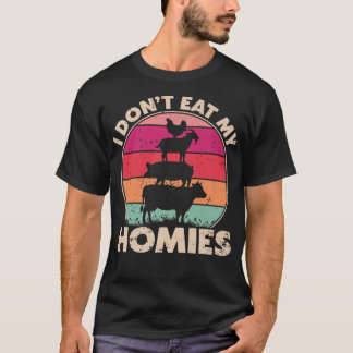 Funny Vegan Vegetarian I Don't Eat My Homies Retro T-Shirt