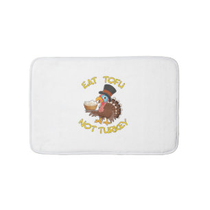 Funny Vegan Vegetarian Thanksgiving Meal Eat Tofu Bath Mat