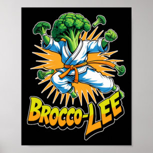 Funny Vegetable Design Brocco Lee In Karate Action Poster