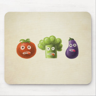 Funny Vegetables: Broccoli Tomato Eggplant Mouse Mat