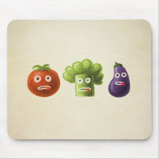 Funny Vegetables: Broccoli Tomato Eggplant Mouse Mat