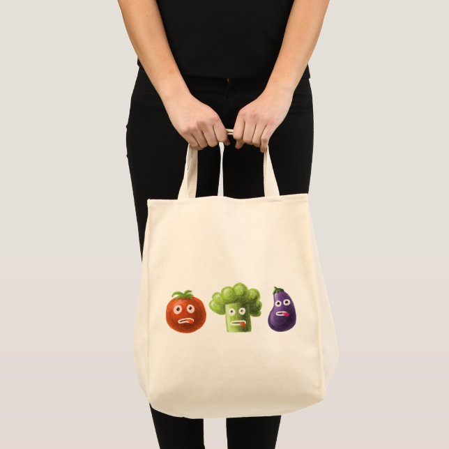 Funny Vegetables - Broccoli Tomato Eggplant Tote Bag (Front (Product))