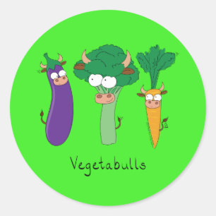 Funny Vegetables Cute Cartoon Kids Classic Round Sticker