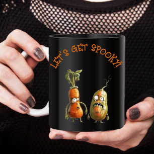 Funny vegetables Halloween black Two-Tone Coffee Mug
