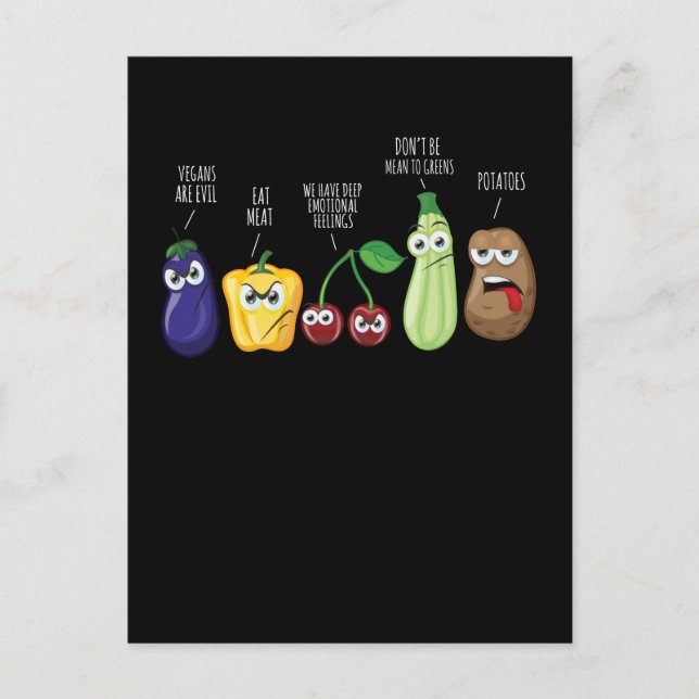 Funny Vegetables Humour Vegan Sarcastic Quote Postcard (Front)