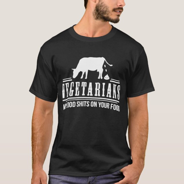 FUNNY VEGETARIAN JOKE PRINTED MENS OFFENSIVE ADULT T-Shirt (Front)