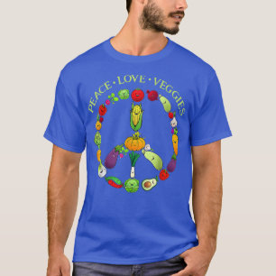 Funny Vegetarian Peace Love Veggies Vegan Veganism T-Shirt