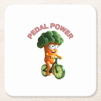 Funny Veggie Rider Square Paper Coaster