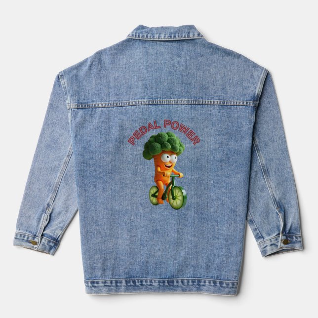 Funny Veggie Rider t-shirt Denim Jacket (Back)