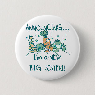 Funny Veggies New Big Sister 6 Cm Round Badge