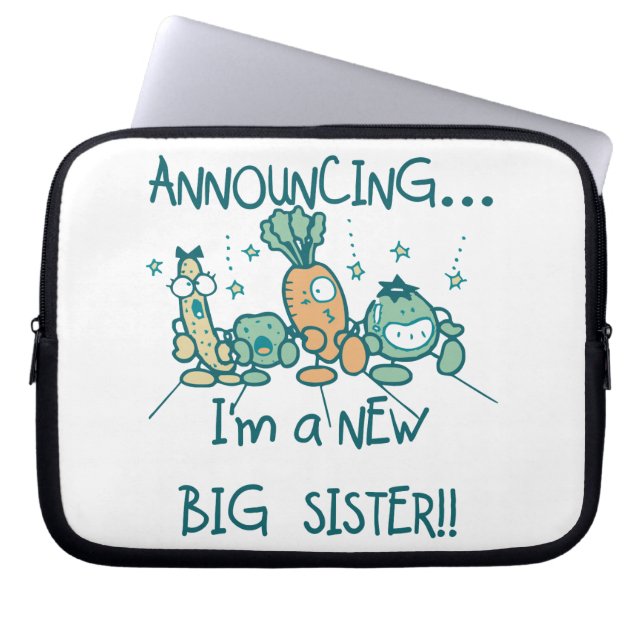 Funny Veggies New Big Sister Laptop Sleeve (Front)