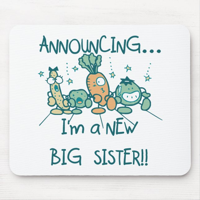 Funny Veggies New Big Sister Mouse Mat (Front)