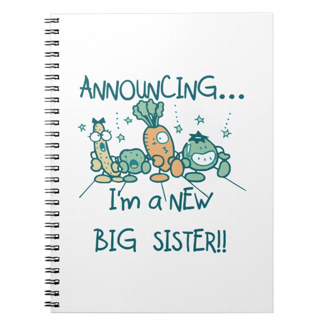 Funny Veggies New Big Sister Notebook (Front)