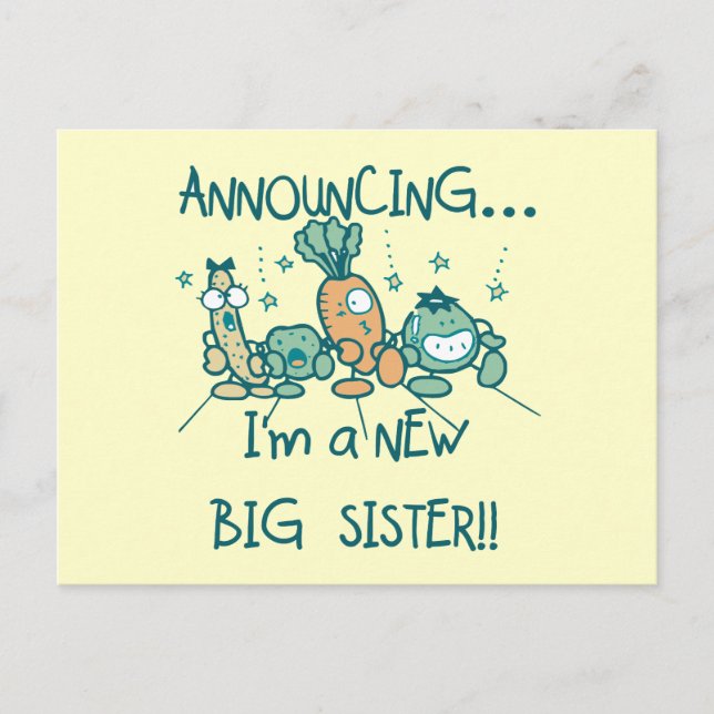 Funny Veggies New Big Sister Postcard (Front)