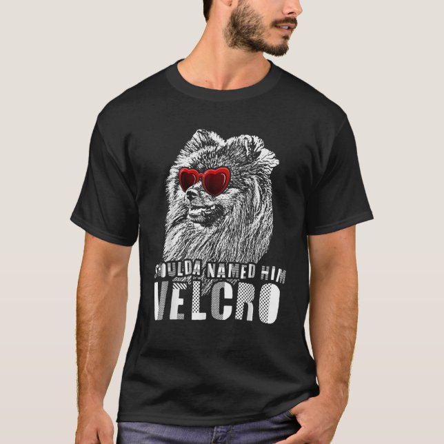 Funny Velcro German Spitz Dog Gift T-Shirt (Front)