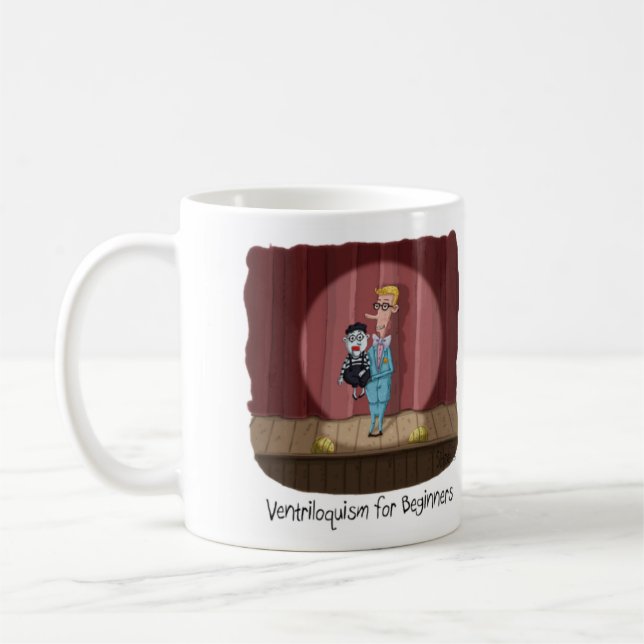 Funny Ventriloquism for Beginners Card or gift. Coffee Mug (Left)
