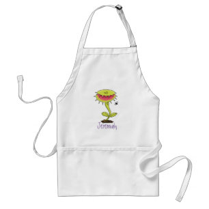 Funny Venus fly trap and fly cartoon illustration Standard Apron