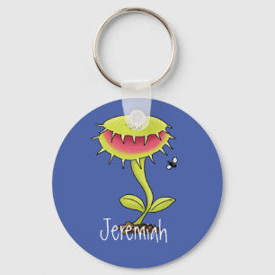 Funny Venus fly trap cartoon illustration Key Ring