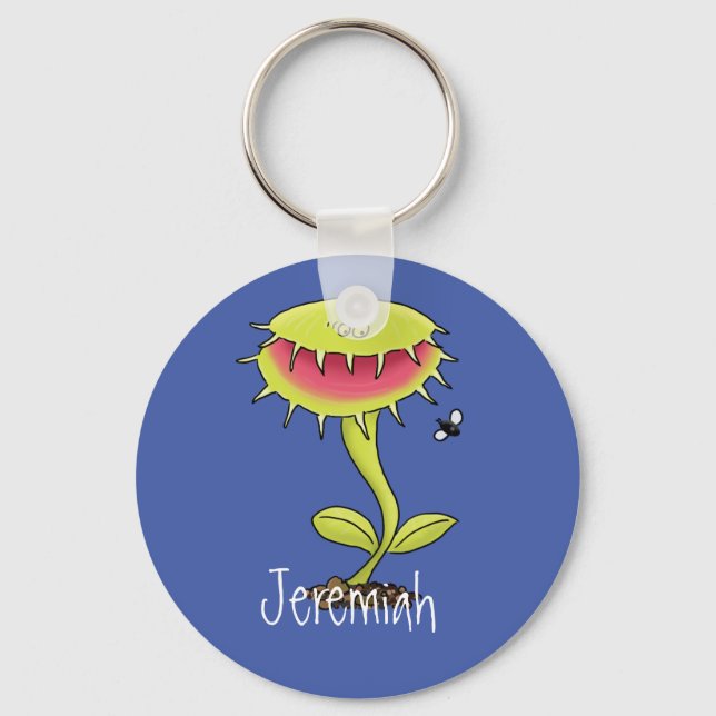 Funny Venus fly trap cartoon illustration Key Ring (Front)