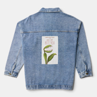 Funny Venus Flytrap with Warning Message Denim Jacket
