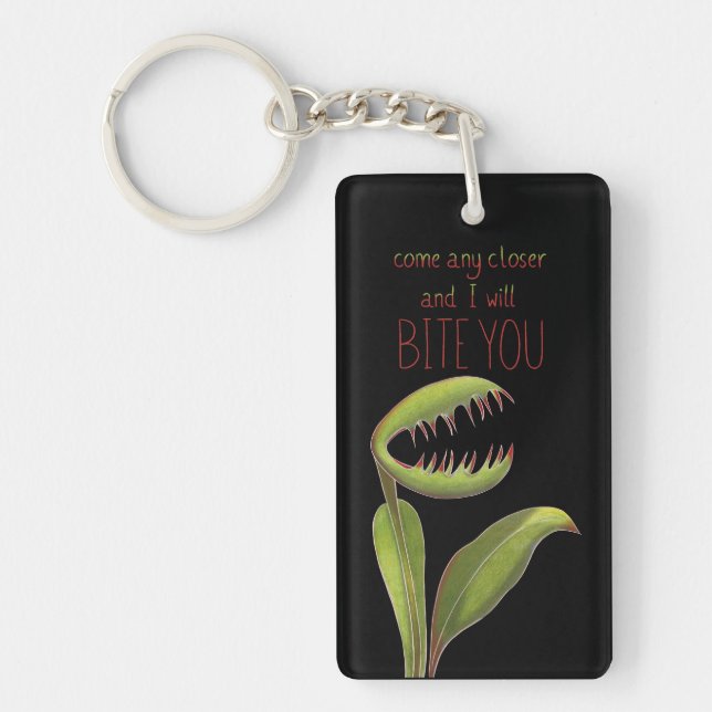 Funny Venus Flytrap with Warning Message Key Ring (Front)