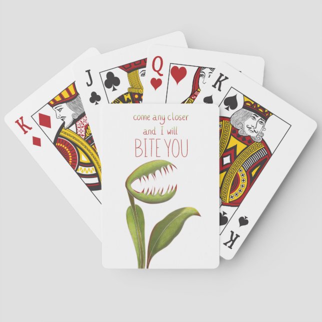 Funny Venus Flytrap with Warning Message Playing Cards (Back)
