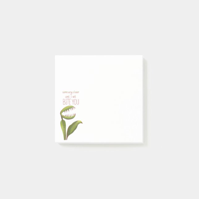 Funny Venus Flytrap with Warning Message Post-it Notes (Front)