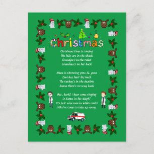 Funny Verse Christmas Holiday Postcard