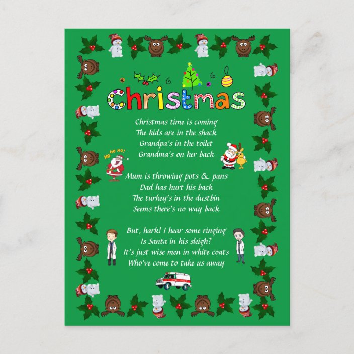 Funny Verse Christmas Holiday Postcard | Zazzle.co.uk