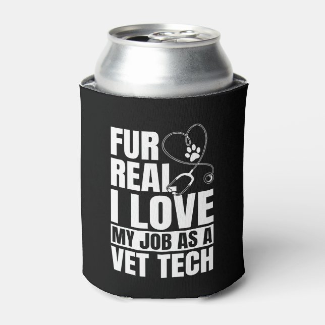 Funny Vet Tech Pun Can Cooler (Can Front)