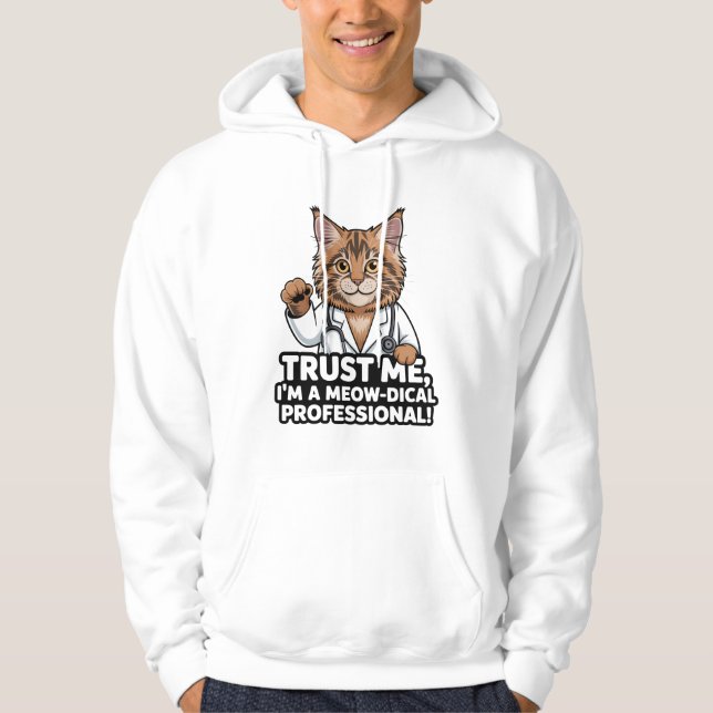Funny Veterinary Cat Humor Illustration Hoodie (Front)