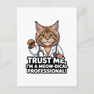 Funny Veterinary Cat Humor Illustration Postcard