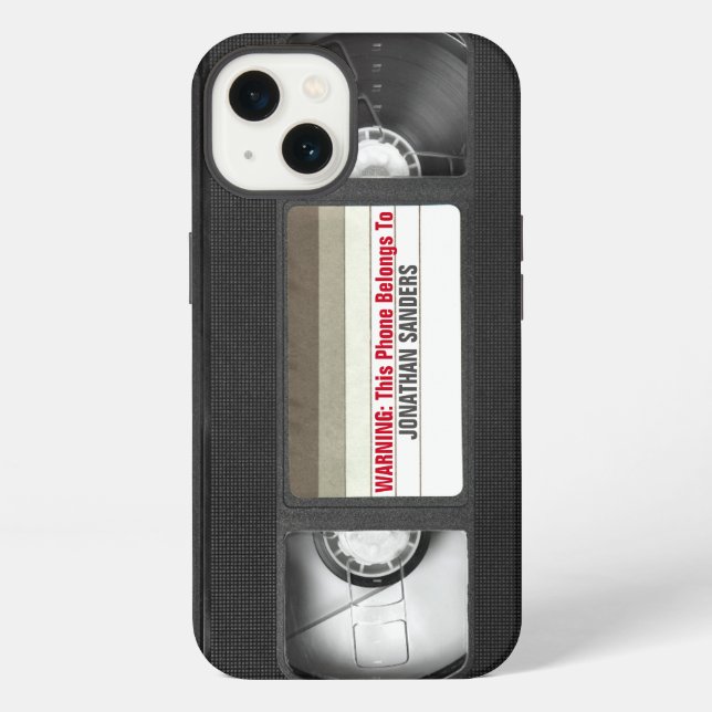 Funny VHS Tape with Name iPhone Case (Back)