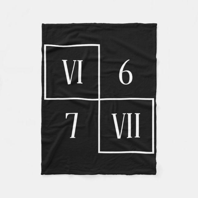 Funny Vi Vii 6 7 Meme Roman Numerals Math Six Seve Fleece Blanket (Front)