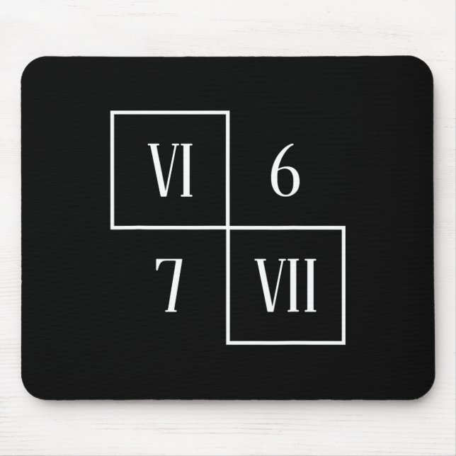 Funny Vi Vii 6 7 Meme Roman Numerals Math Six Seve Mouse Mat (Front)