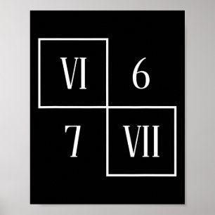 Funny Vi Vii 6 7 Meme Roman Numerals Math Six Seve Poster