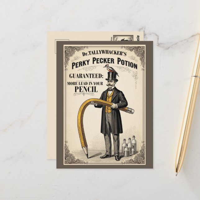 Funny Victorian Advert Postcard (Front/Back In Situ)
