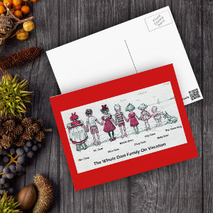 Funny Victorian Family Beach Vacation Postcard