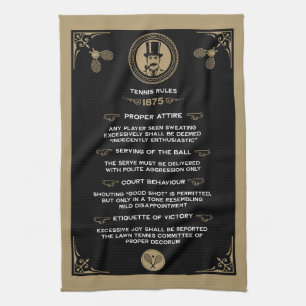 Funny Victorian Tennis Rules Art Tea Towel