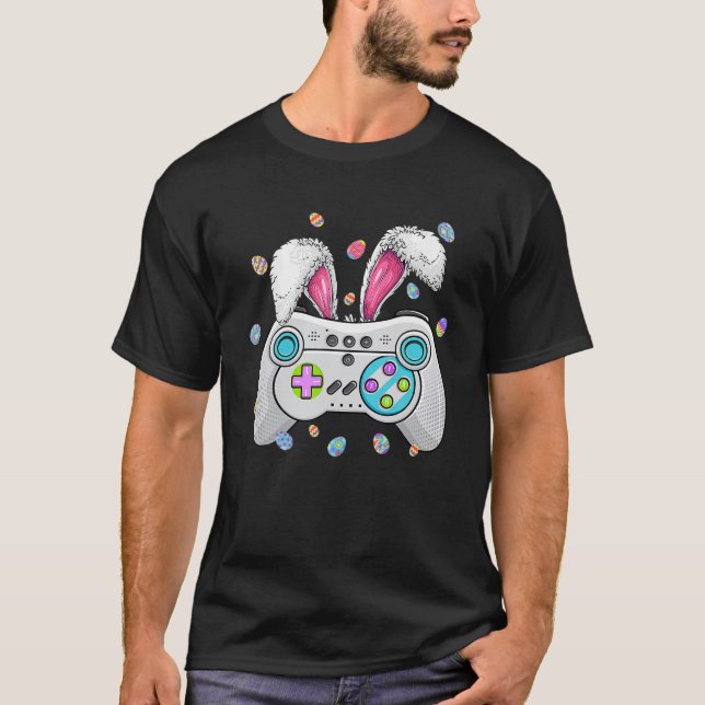 Funny Video Game Bunny Gaming Controller Lover Eas T-Shirt (Front)