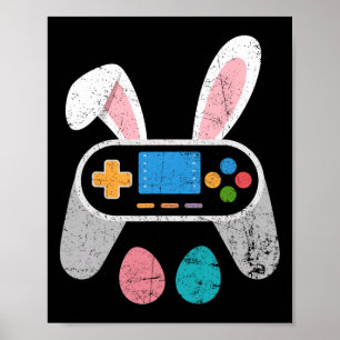 Funny Video Game Easter Bunny Gaming Controller Ga Poster