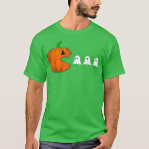 Funny Video Game Halloween Pumpkin Eating Ghost Ga T-Shirt