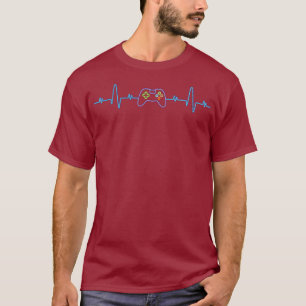 Funny Video Gamer Gift Tee Gaming Geek Heartbeat