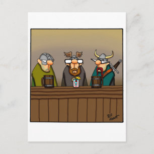 Funny Viking Drinking Cartoon Postcard